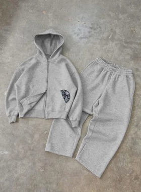 Stylish zippered hoodie and loose-fitting pants