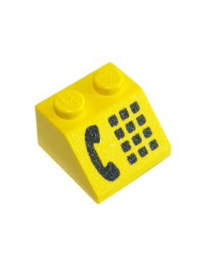 乐高LEGO 黄色3039p11  2X2斜坡印刷砖 电话 稀有