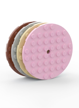 乐高LEGO 74611 8x8圆形板 黑色 浅灰色6353794 米色 红棕 亮粉