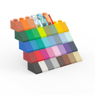 斜坡面45° 2x1 黑白灰棕米红黄蓝绿深橙深绿透明 3040 乐高LEGO