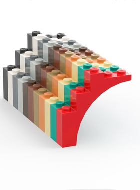 LEGO乐高 零配件 14395 2339 1x5x4弧形砖 白米浅灰深棕红棕中肉