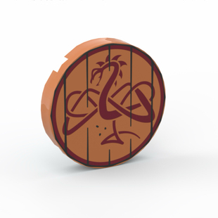 LEGO乐高 中肉色14769pb640 6451322 2x2 维京人印刷盘蛇龙纹光面