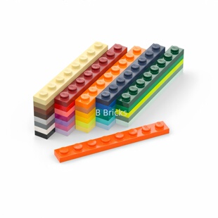 LEGO乐高3460 1x8基础板 黑深灰白浅灰红棕蓝米绿黄中紫