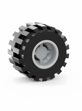 乐高LEGO 黑色87697轮胎 6014轮毂 21x12mm车轮胎