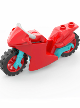 LEGO乐高人仔摩托车 重机车红色车身中湖蓝车架18895 18896 50862