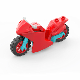 50862 18896 LEGO乐高人仔摩托车 重机车红色车身中湖蓝车架18895