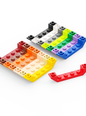 乐高LEGO 52501 1x6 两侧斜坡面反向砖 红色 深灰色 深红