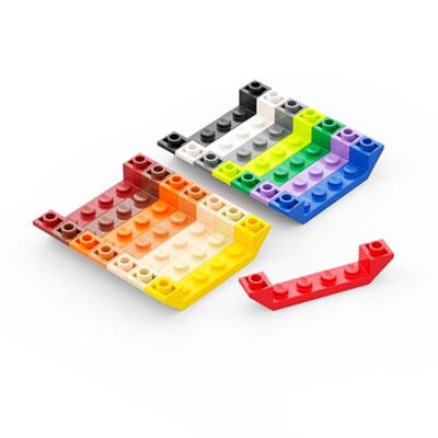 乐高LEGO 52501 1x6 两侧斜坡面反向砖 红色 深灰色 深红