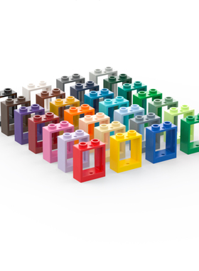 乐高LEGO 60592 1x2x2窗框黑白灰红黄蓝绿深红深绿深蓝深红珍珠金