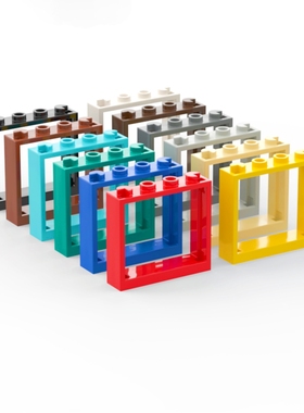 LEGO乐高 60594 1x4x3窗框 黑白灰红黄蓝绿棕米