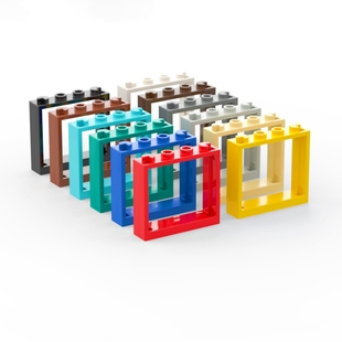 黑白灰红黄蓝绿棕米 1x4x3窗框 LEGO乐高 60594