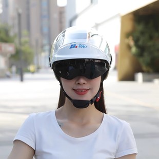 ADLO爱得乐0609A双镜电动电瓶夏季头盔灰四季通用可爱防晒轻便式