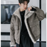 MY206P150网图男装冬季美式加绒加厚夹棉仿麂皮绒机车皮衣外套，男装皮衣，星座1115（原A403）