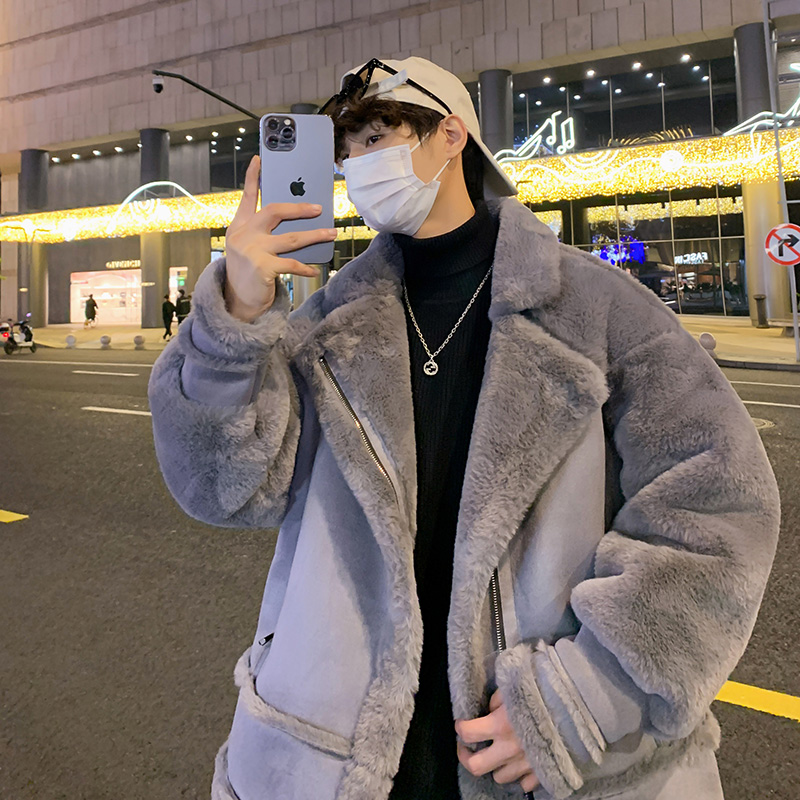 DY01P140大货加厚毛绒外套仿皮毛一体棉服男士痞帅潮牌加绒棉服，男装棉衣，星座1115（原A403）