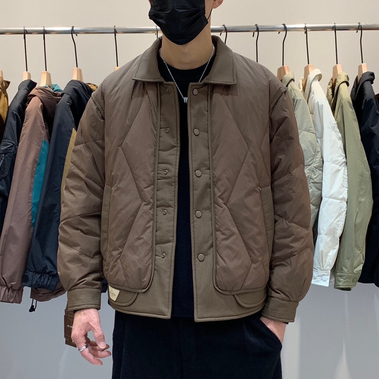 网图现货）轻薄款羽绒服男士冬季新款夹克休闲衬衫式翻领外套YY15,男装衬衫,星座1115（原A403）
