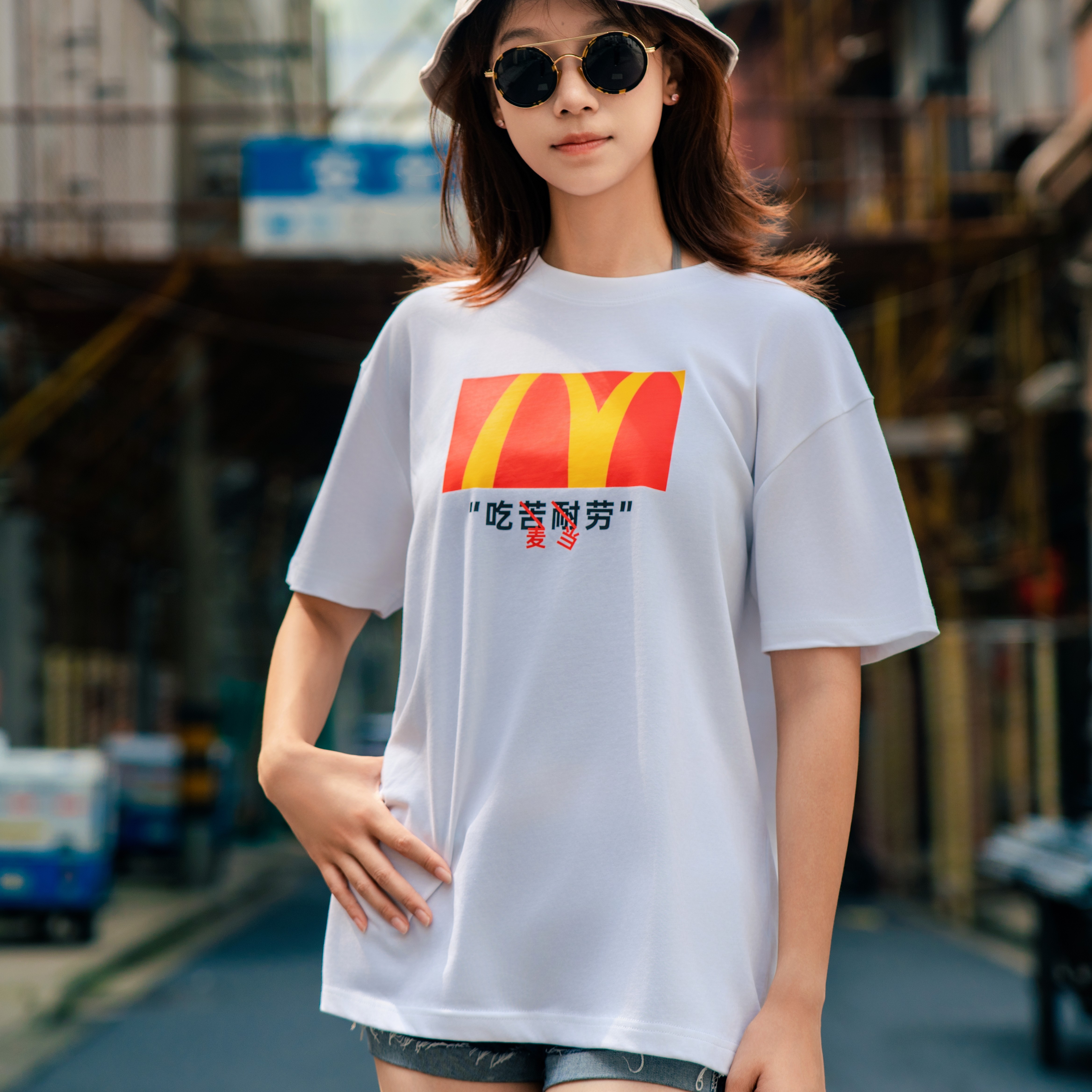 高端重磅t恤来图DIY落肩宽松短袖印花logo设计师工作班服定制