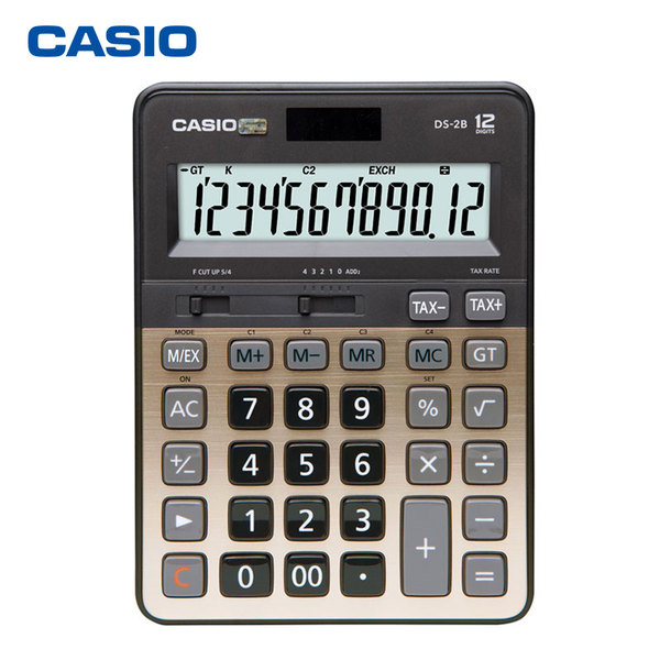 Casio/卡西欧DS-2B-GD办公计算器财务金融计算机太阳能大按键快打