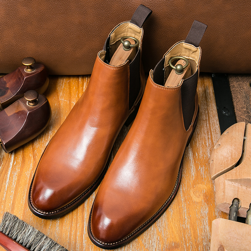 英伦切尔西靴正装皮靴尖头皮靴