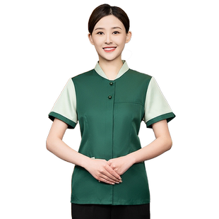 酒店客房清洁员工作服夏季短袖保洁物业阿姨墨绿楼层医院商场学校