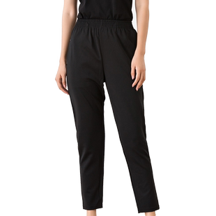 全松紧腰男女同款服务员工作服长裤厨师阿姨食堂餐厅工装裤弹力黑