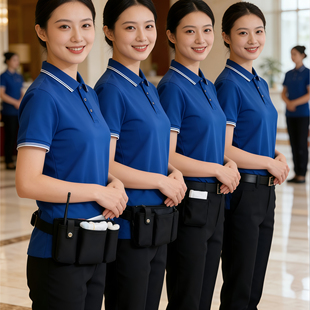 商场楼层宾馆酒店客房清洁工作服T恤半夏透气物业小区保洁工装 薄