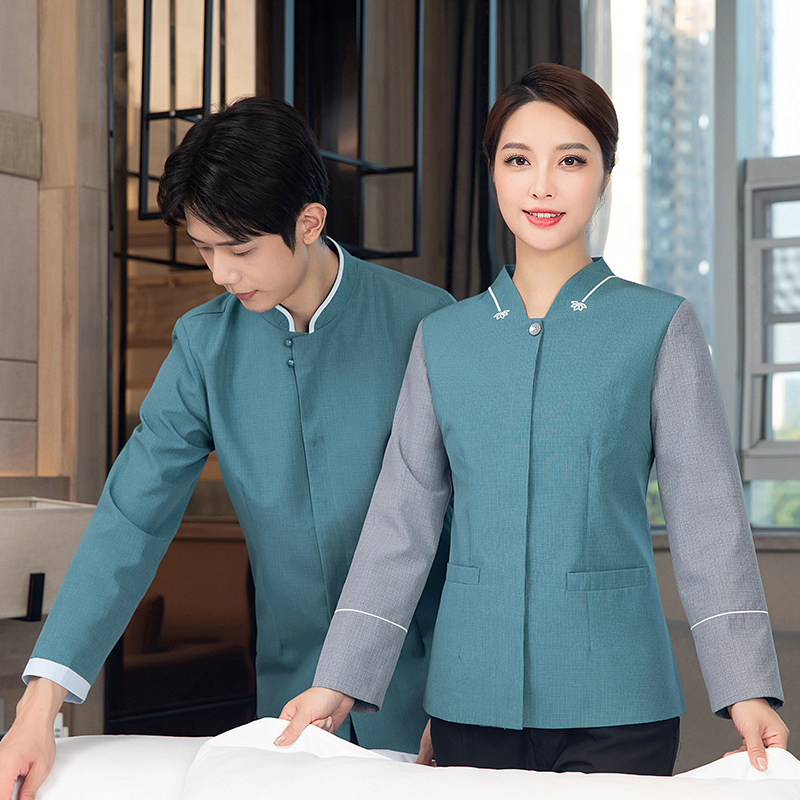 绿色保洁工作服长袖免费印字