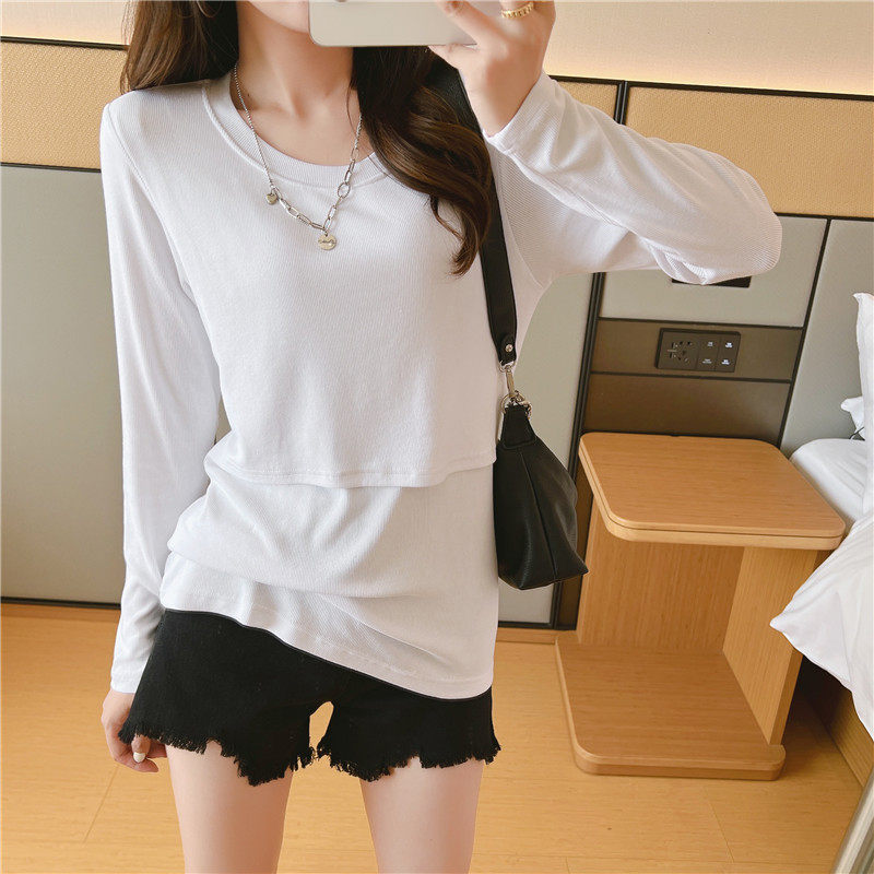 외출용 수유복 상의 긴팔 티셔츠 산후 수유복 봄 가을 순면 수유복 하의 셔츠