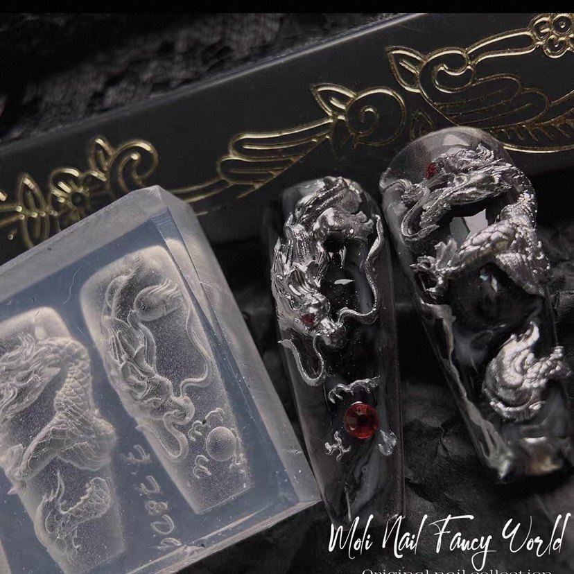 【美甲模具】枫枫模具游龙龙云驰海立体龙国风新中式雕花美甲模具