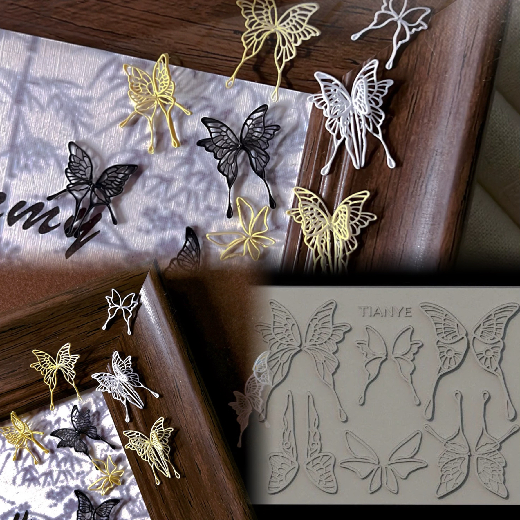 【美甲模具】原创蝴蝶骨架立体模具蝴蝶骨架双层美甲蝴蝶骨架模具