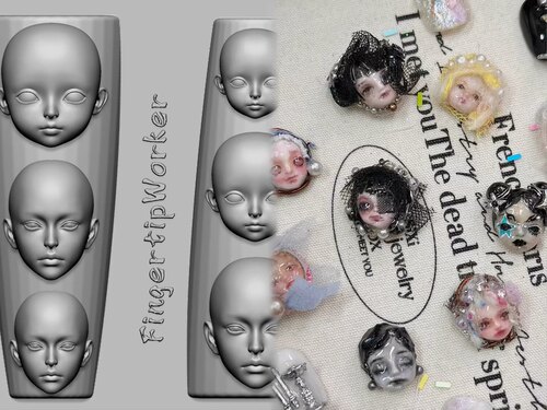 【美甲模具】FingertipWorker原创立体bgd娃娃头可以给娃娃做头发