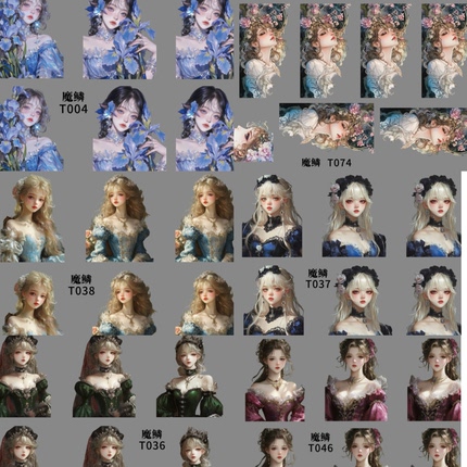 【魔鳞转绘贴】2026新款高清超薄精致暗黑卡通油画风娃娃头贴纸