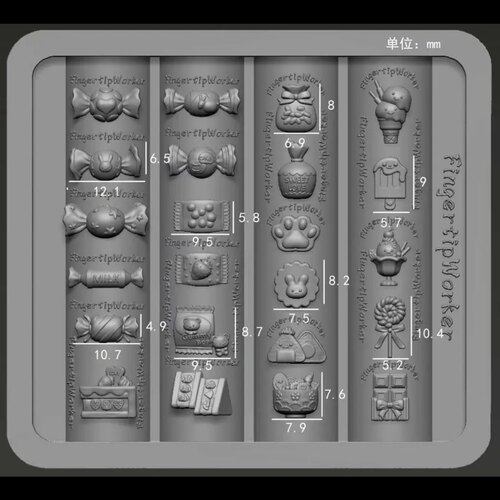 【美甲模具】FingertipWorker可爱卡通糖果棒棒糖冰淇淋美甲模具