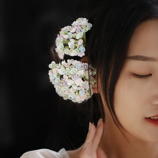 甜美满天星发簪女 晚宴同款花朵发饰彩色小清新头饰 氛围感头饰