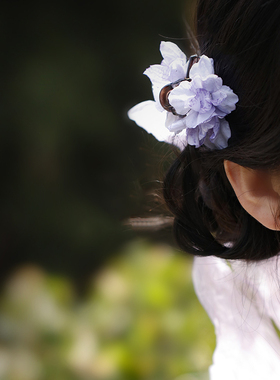 古早超仙紫色花抓夹发饰扎高马尾的发饰高级感头饰花发夹小号配饰