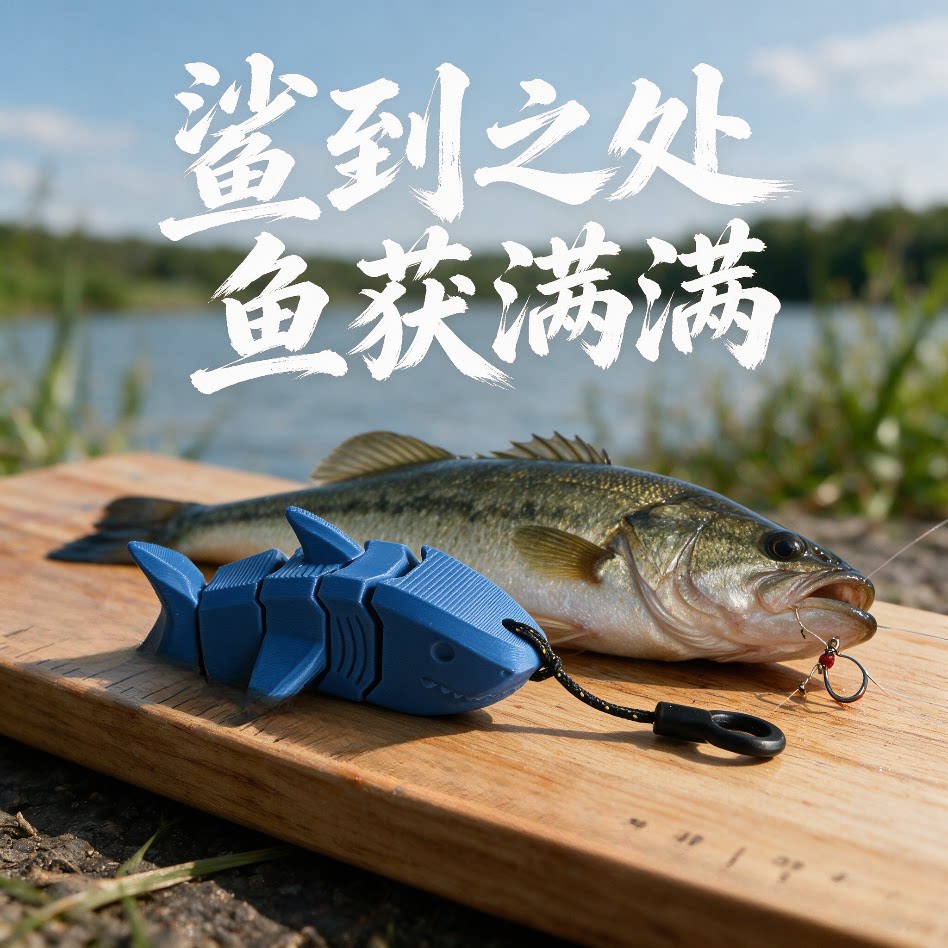 马上有鱼!钓鱼永不空军幸运挂件 可爱鲨鱼挂件潜水游泳背包挂件