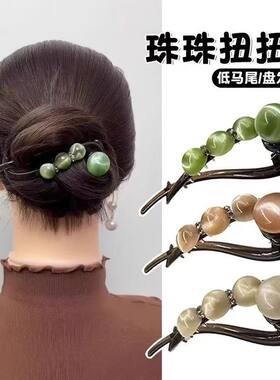 夏天珍珠百搭一字夹高级感扭扭夹