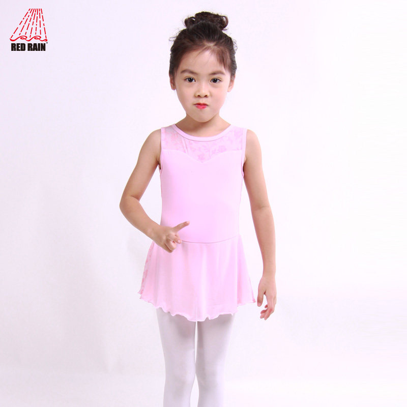 红雨舞蹈服芭蕾形体服儿童连体纱裙背心拼网短裙体操服女童练功服
