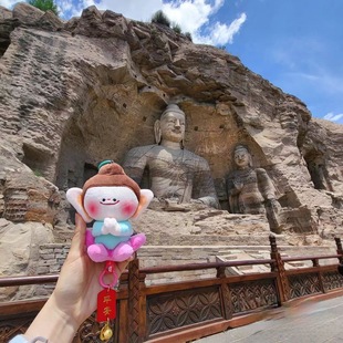 云冈石窟佛小伴合掌莲花小佛车挂件旅游纪念玩偶包挂件可爱莲花佛