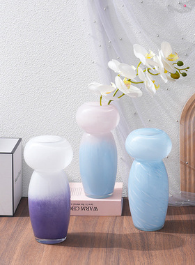 ins风抽象艺术玻璃花小众化轻奢花器玄关样品房装饰送女友礼物