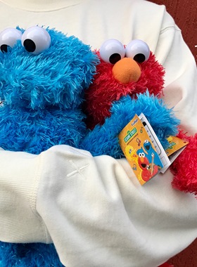 Elmo艾摩甜饼怪饼干怪公仔玩偶睡觉抱布娃娃毛绒玩具女孩生日礼物