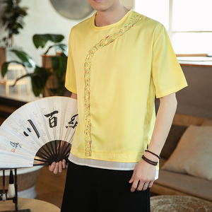 2021夏西域绣花缎面假两件拼接绣花 短袖T恤 钱塘4011-T22 P45图片