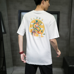2024夏季新款重磅丝网印花短袖T恤大码男装-T18-P35图片