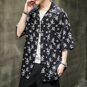 风七分袖短袖中式盘扣唐装男士衬衫潮流薄款-SY06-P50图片