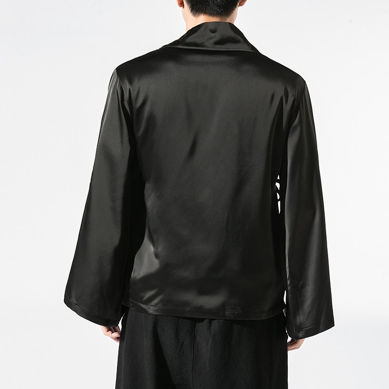 秋季汉元素休闲斜襟汉服上衣刺绣大码茶服外套复古风唐装Y13-P50,男装民族服装,星座301D-2(原钱塘4011)