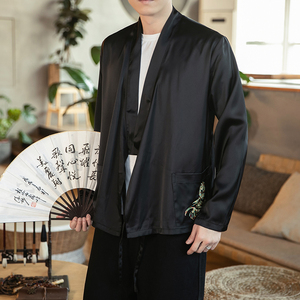 汉元素青年斜襟汉服上衣敦煌刺绣大码茶服外套复古风唐装 Y12-P50图片