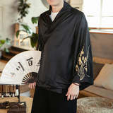 秋季汉元素休闲斜襟汉服上衣刺绣大码茶服外套复古风唐装Y13-P70，男装民族服装，星座301D-2(原钱塘4011)