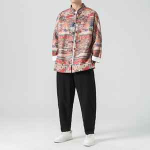 秋风男装鹿皮绒盘扣复古夹克唐装汉服外套XZ301D-2/JK35-P105图片