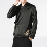 汉元素青年斜襟汉服上衣敦煌刺绣大码茶服外套复古风唐装Y12-P50，男装民族服装，星座301D-2(原钱塘4011)