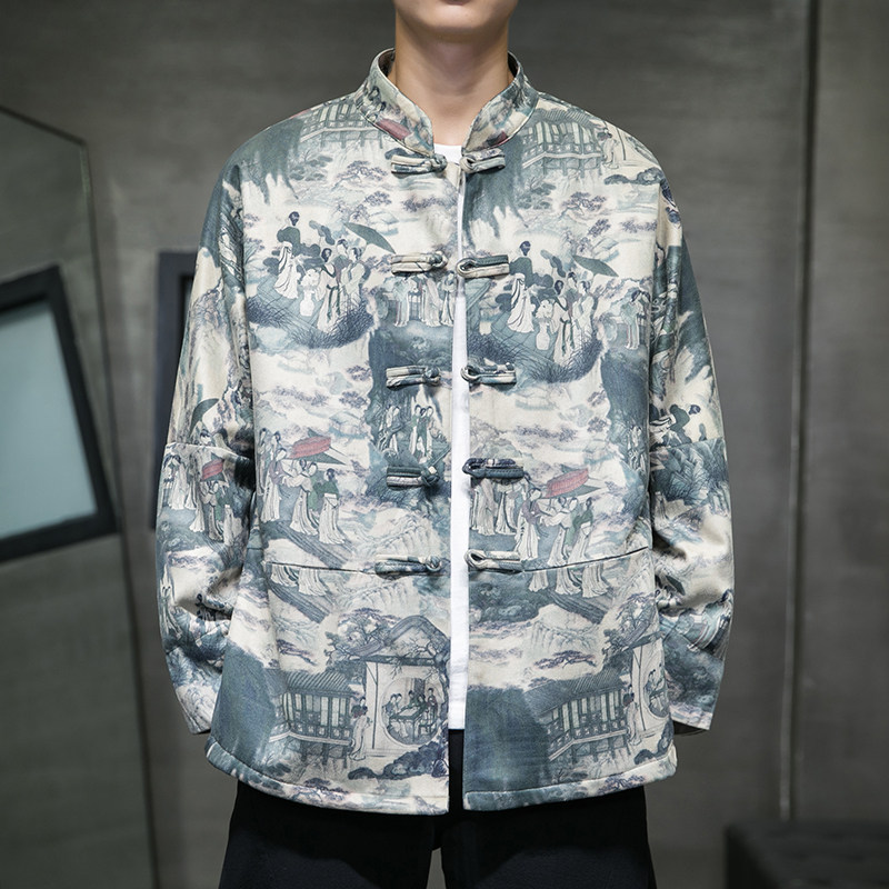新中式秋款风男装鹿皮绒盘扣复古夹克唐装汉服外套JK35-P105,男装夹克,星座301D-2(原钱塘4011)