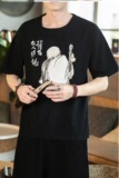胖子全棉印花风男士休闲复古大码宽松短袖T恤款号T21-P35，男装T恤，星座301D-2(原钱塘4011)